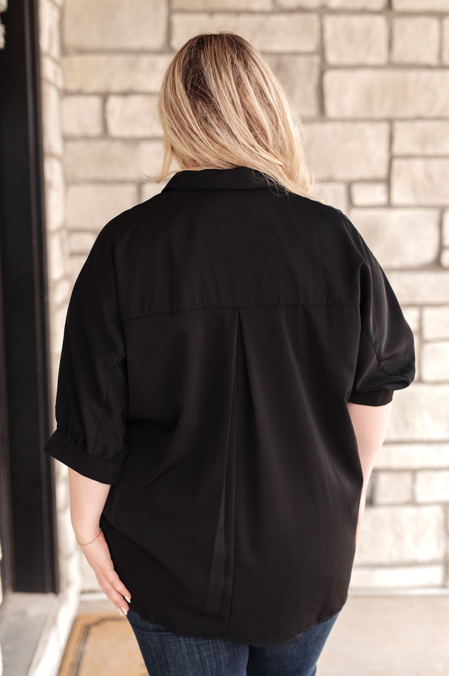 Turned Out Perfect Oversized Button Down Shirt (Black)