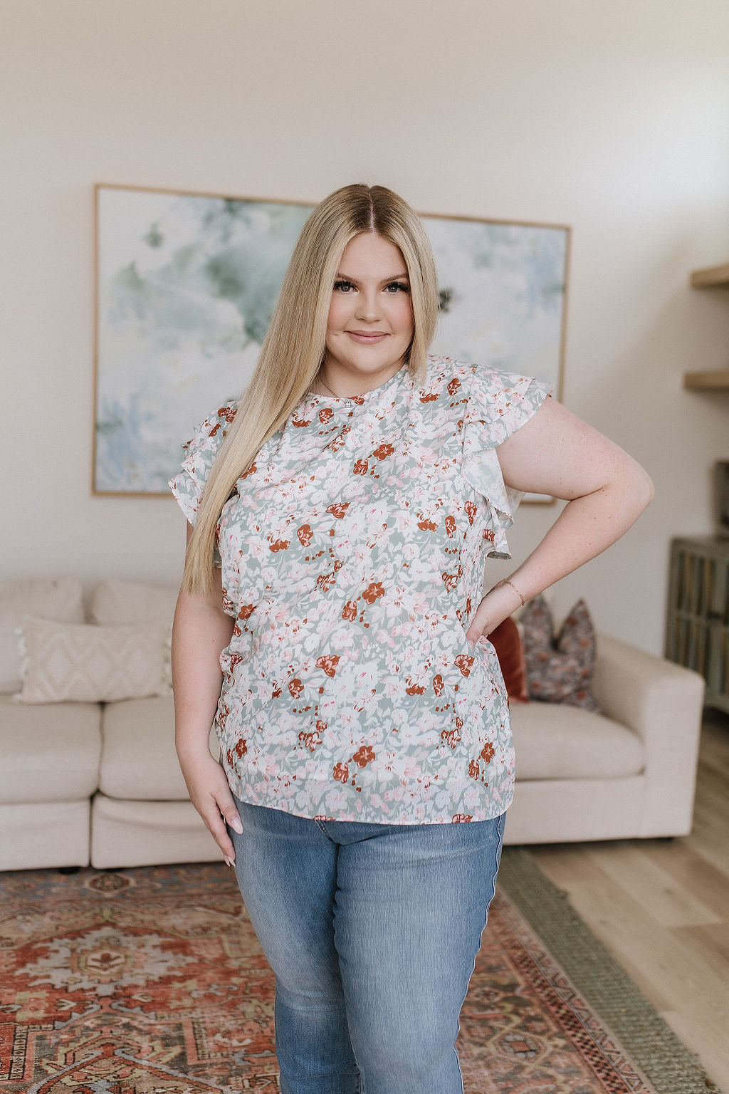 I've Got a Feeling Floral Flutter Sleeve Top