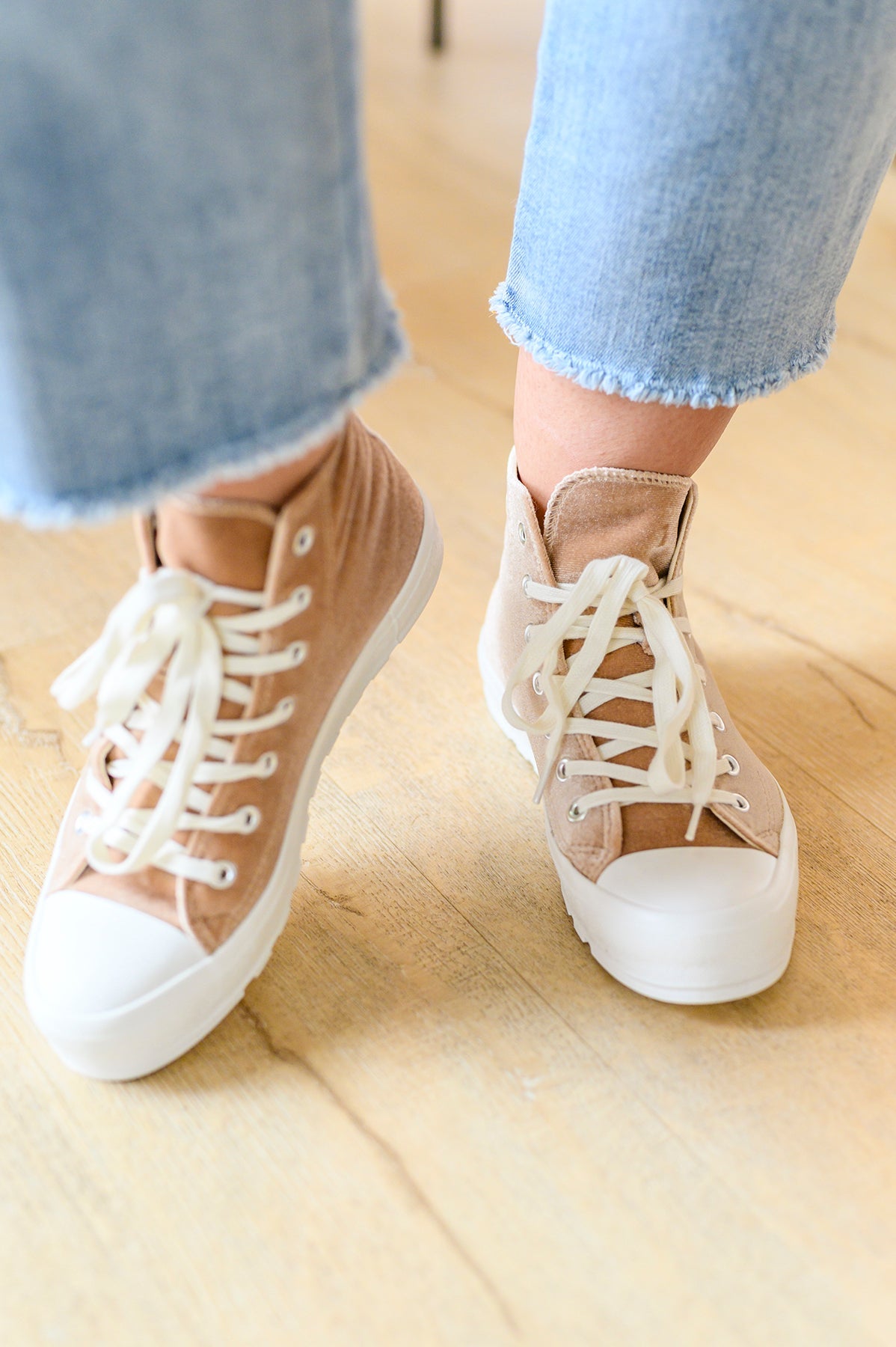 Corkys "Run Me Down" Velvet High Tops in Tan