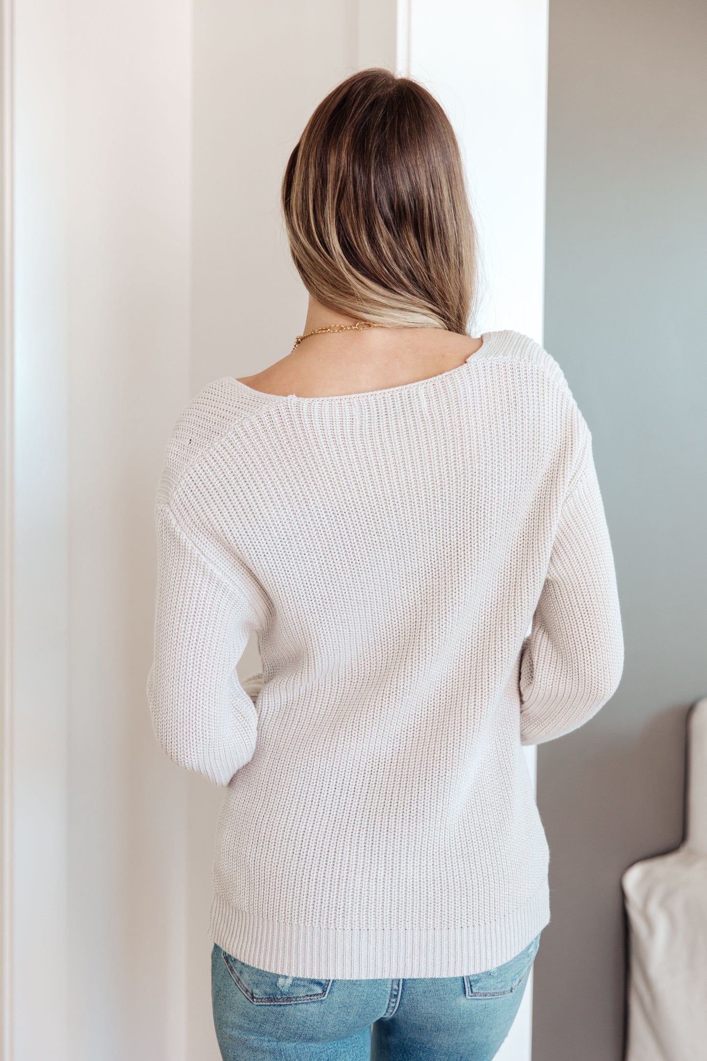 Told You So Ribbed Knit V Neck Sweater